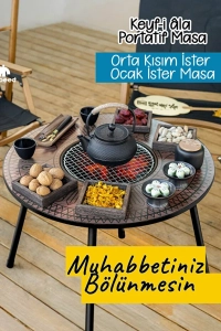 Portatif Taşınabilir Keyf-i Ala Kamp Mangal Masası 80cm x 50 cm